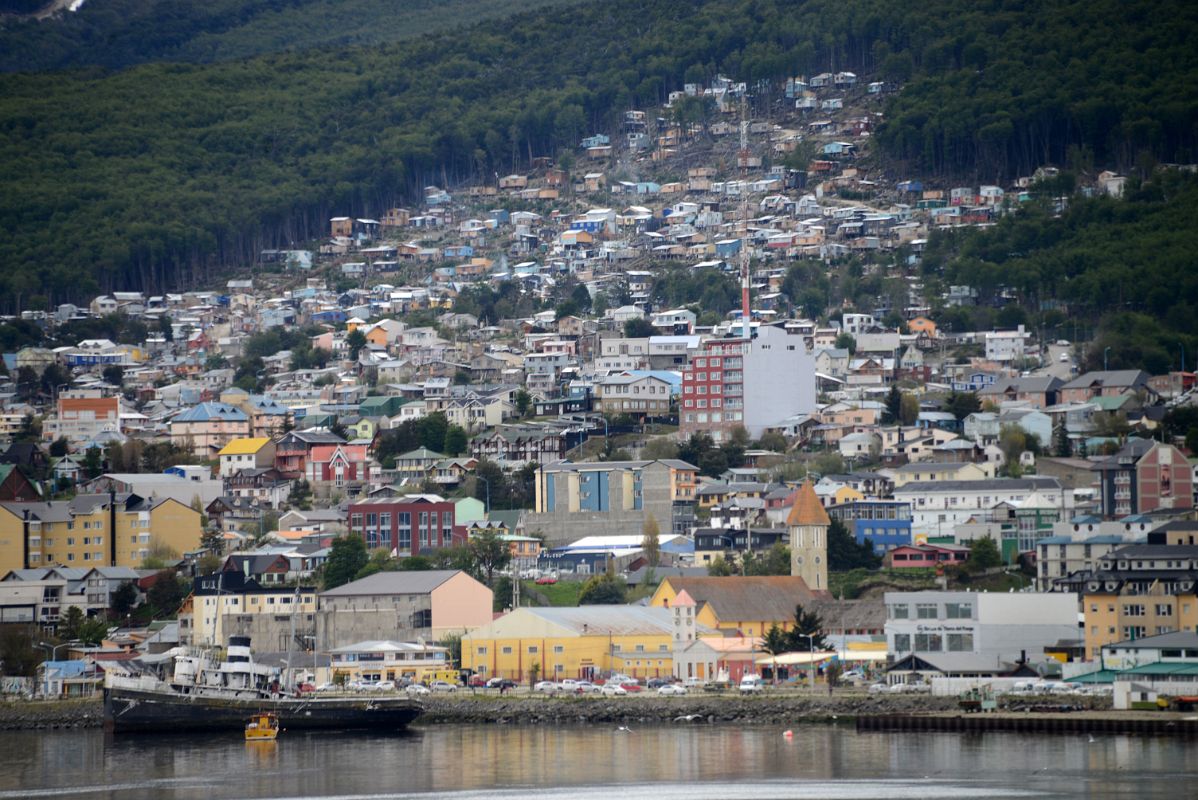 01C Ushuaia Is Carved out Of The Forest With St Christopher Near The Shore Seen From Cruise Ship Leaving For Antarctica
